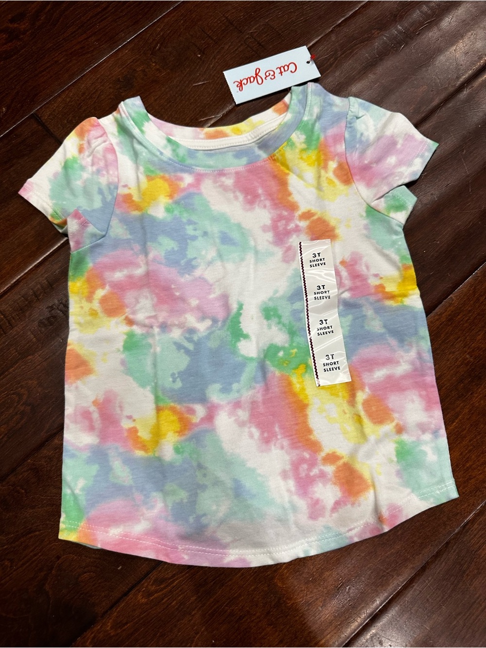 Cat & Jack Pastel Tie-Dye Short Sleeve Tee - Pink, Yellow, Green, Blue, Purple